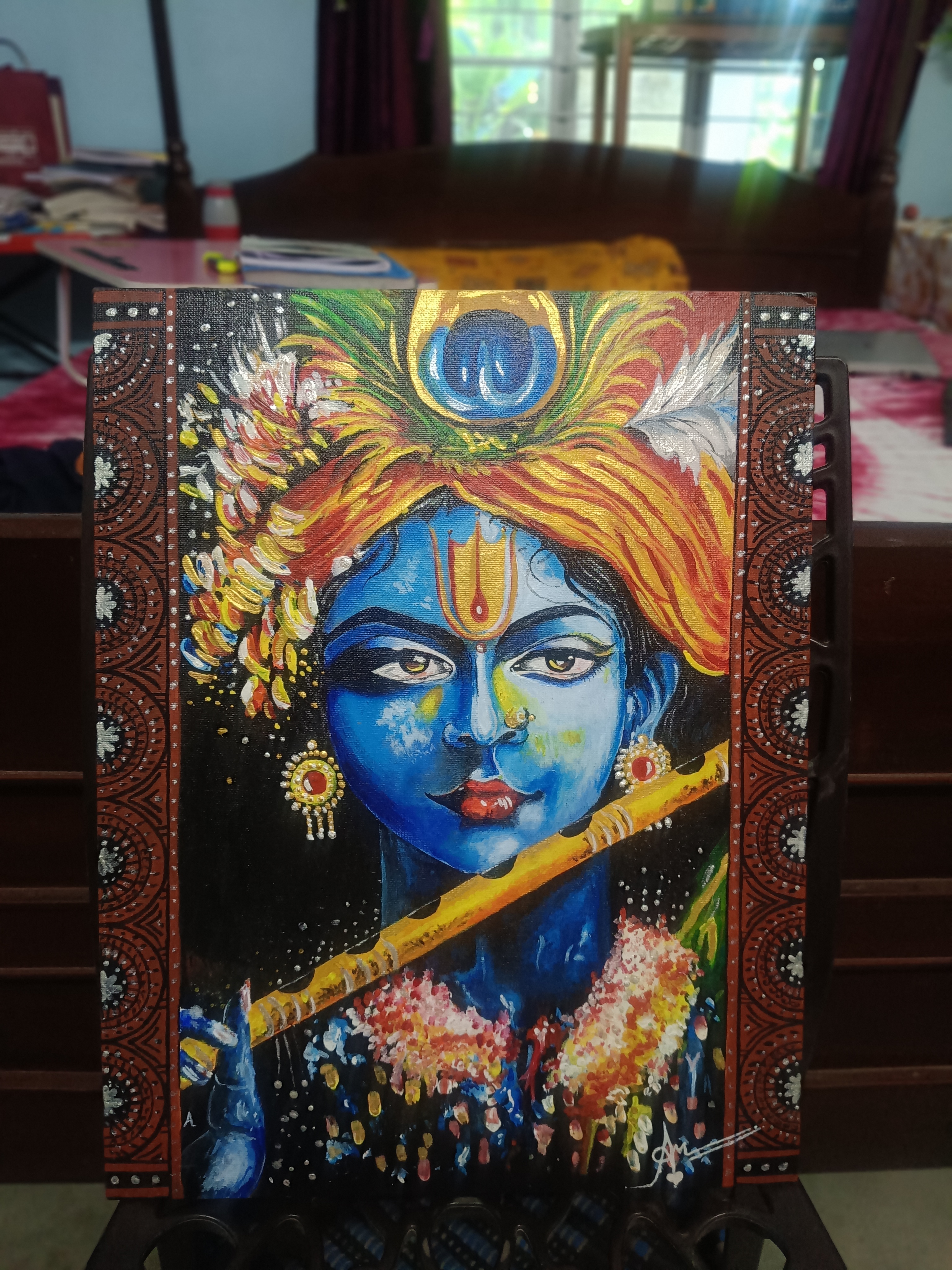 Lord krishna painting with acrylic colour